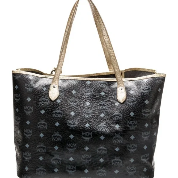 MCM Black Tote with Gold and Brown Accents - Picture 6 of 6